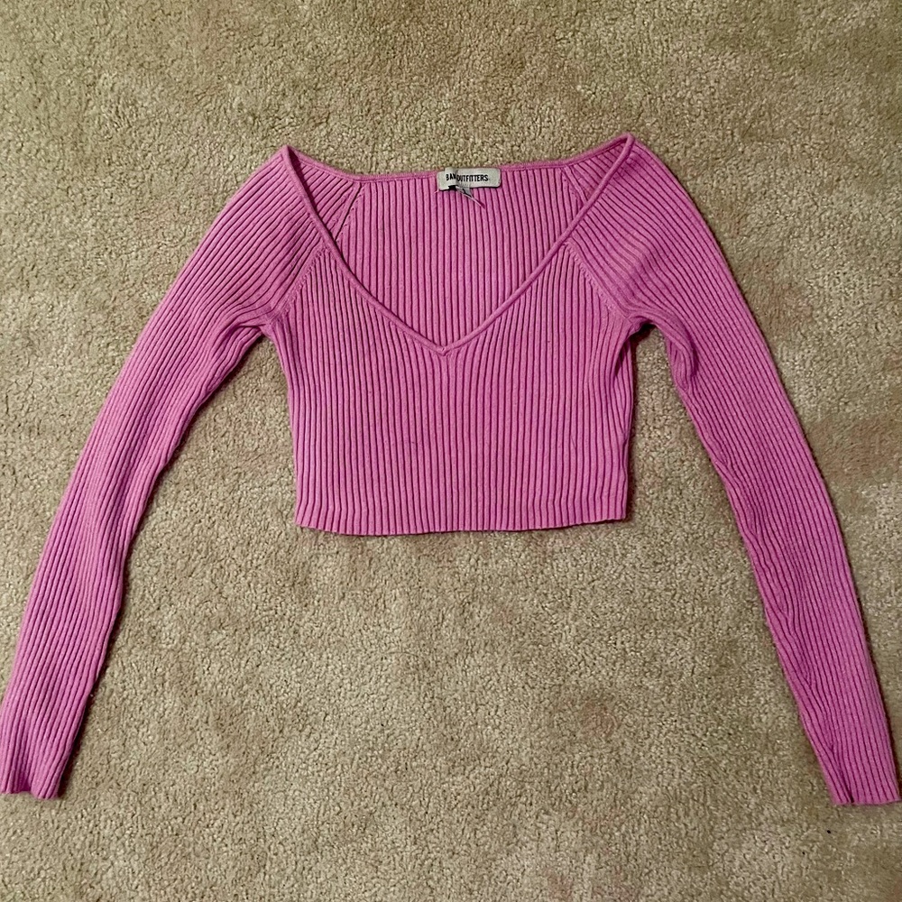 UO Rosalina Scoop Neck Sweater Pink